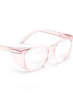 Stoggles Square Z87.1 Safety Glasses Blush Pink Anti Fog Blue Light UV READ